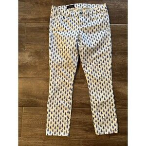 J Crew Women’s Size 29 Ankle Block Print Blue & White Jeans Stretch Denim NWOT